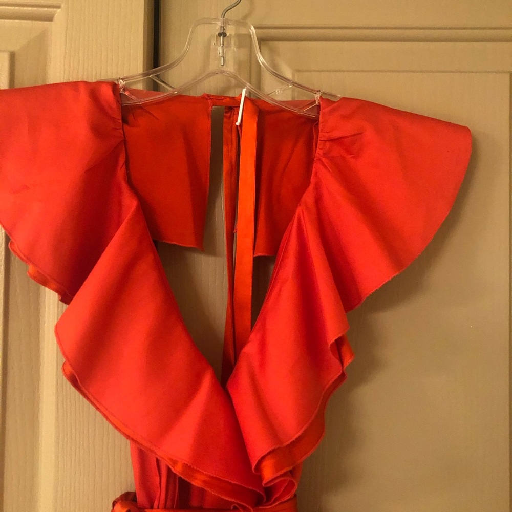 Bebe Orange Ruffle Halter Dress - Picture 4 of 8